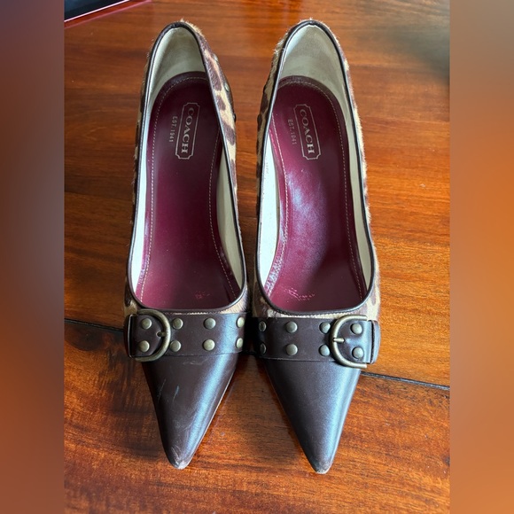 Coach Shoes - Coach calf skin leopard print Leather Heels